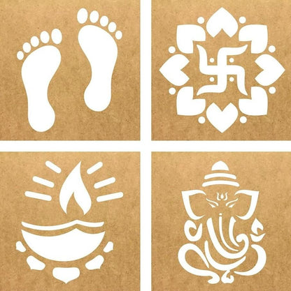 Wooden MDF Rangoli Stencil (5pcs)